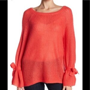 Project Naadam Open Knit Tied Bell Sleeve sweater